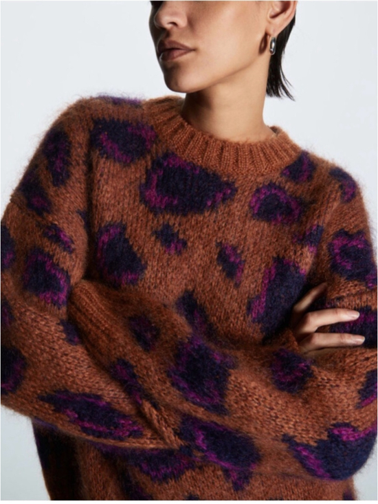 COS Sweaters - COS Leopard Print Fuzzy Knit Sweater Medium Oversized mohair wool Minimalist